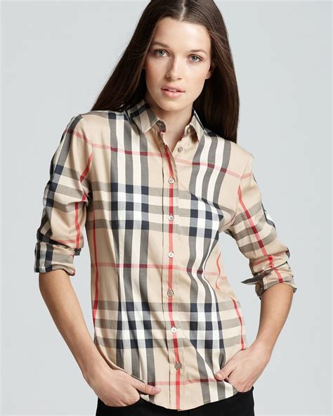 burberry check shirt women|burberry check button up shirt.